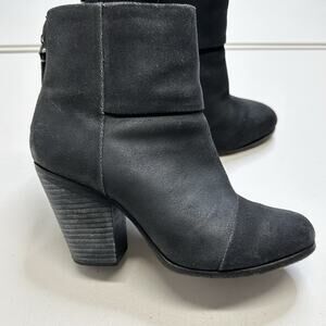 Rag & Bone Classic Newbury Ankle Boots Booties Black Suede Leather Size 38 Or 8